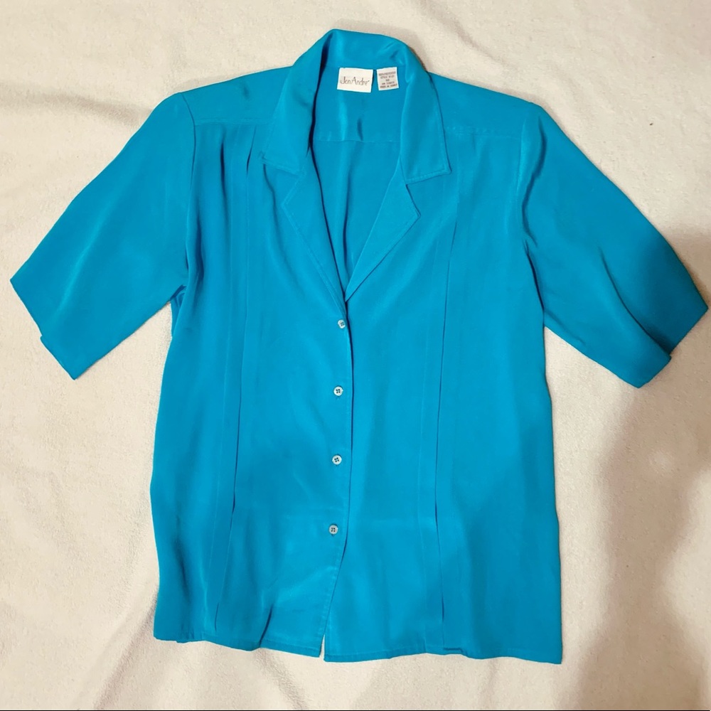 Jon Andre Teal blouse size L